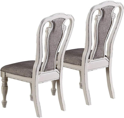Set of 2 Upholstered Dining Chairs, Tufted Back, Solid Rubberwood, 21x24x42 in, Contemporary, Grey