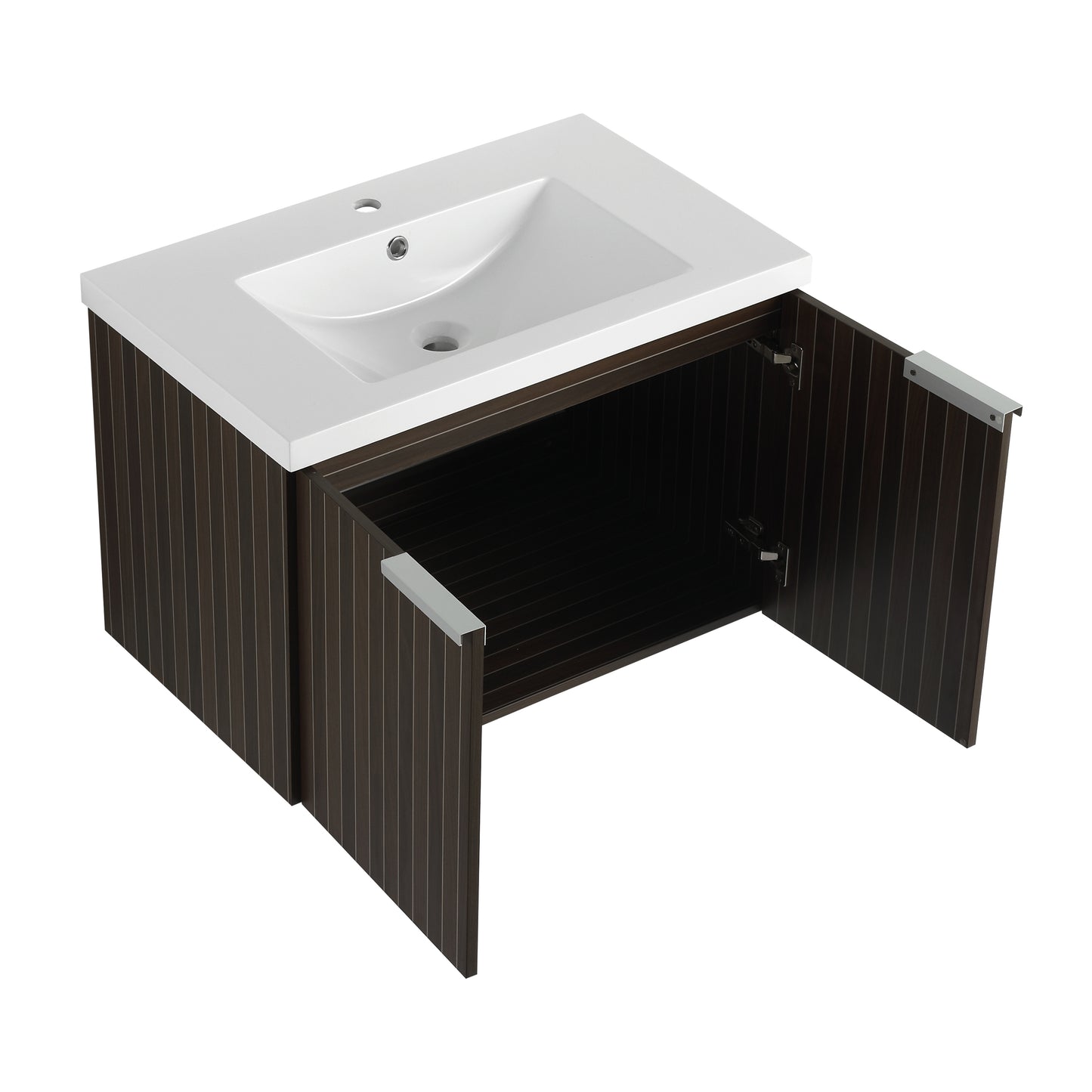 30-Inch Wall-Mounted Modern Bathroom Vanity with Eco-Friendly Resin Sink and Soft-Close Doors
