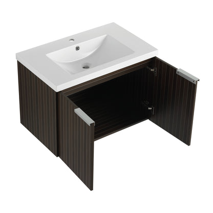 30-Inch Wall-Mounted Modern Bathroom Vanity with Eco-Friendly Resin Sink and Soft-Close Doors