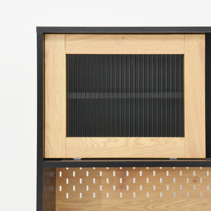 59Inch Farmhouse Buffet Cabinet With Power Outlet Wine Rack