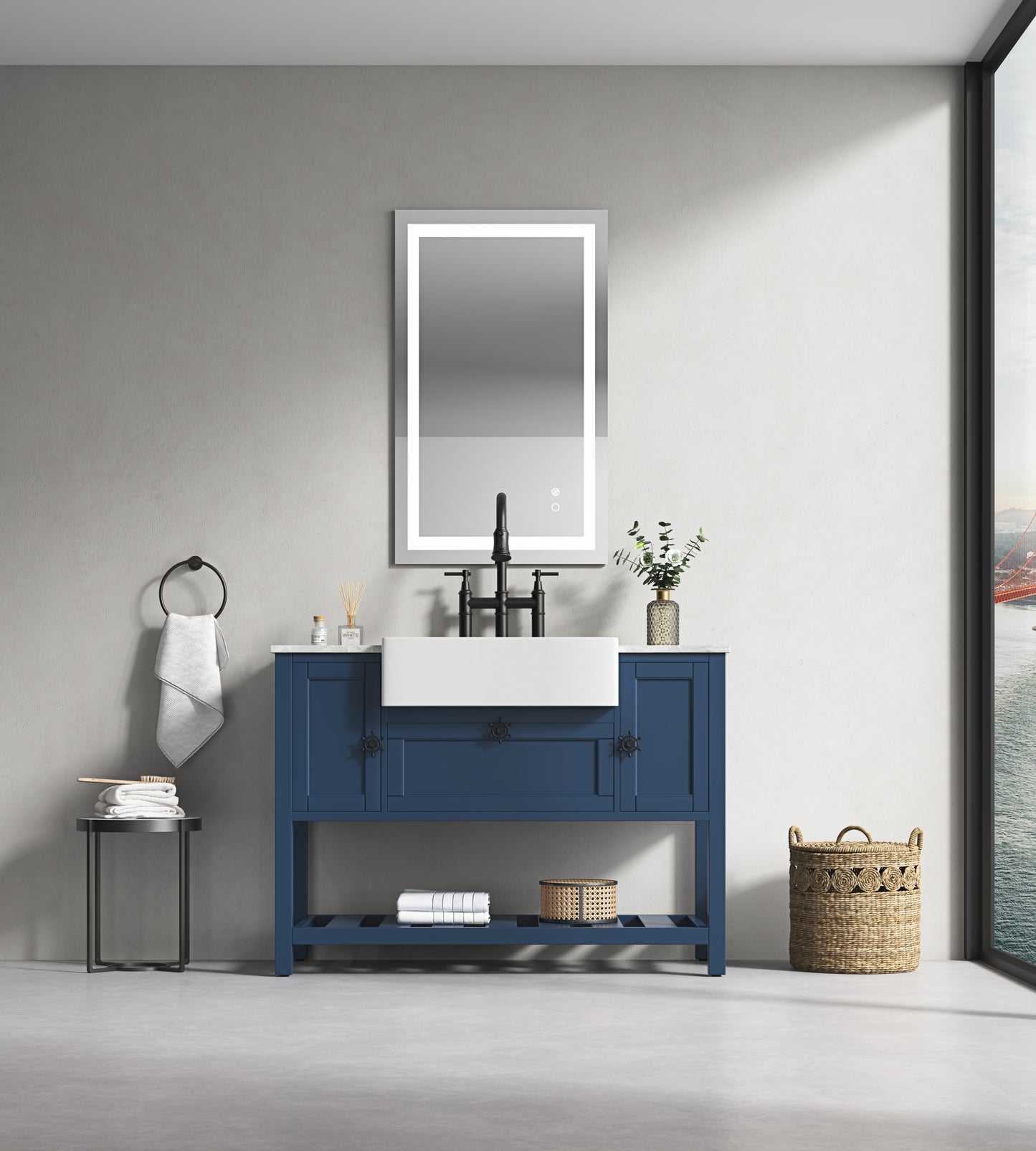 Dimmable 36" x 24" LED Vanity Mirror with Anti-Fog, Smart Touch Controls, and Adjustable Color Temperature