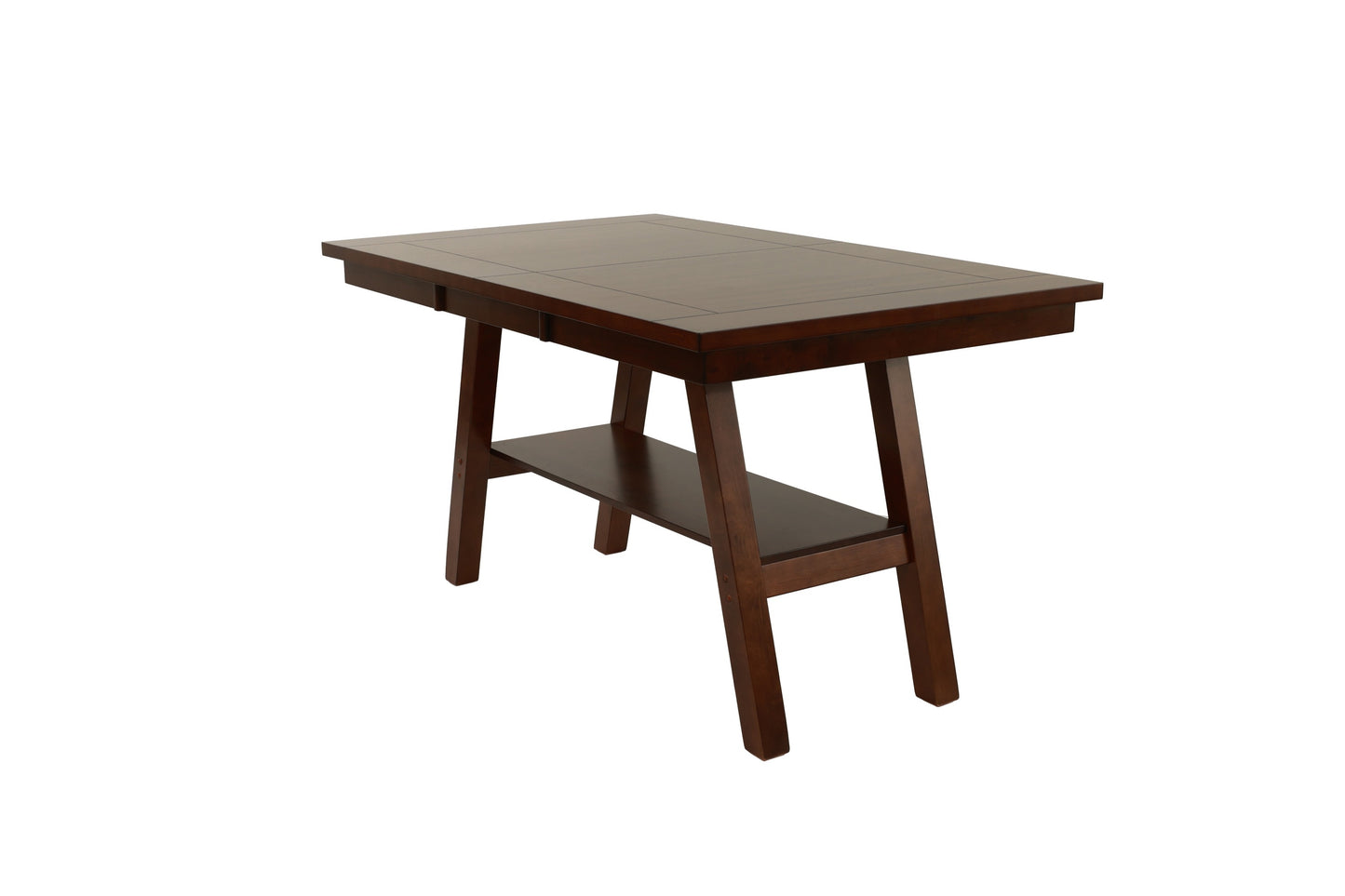 Dining Table Shelf Counter Height Rubber Wood Dark Walnut