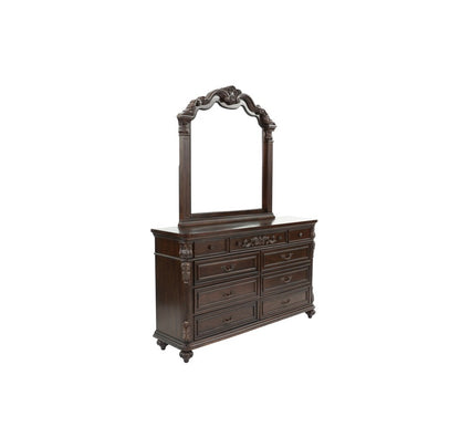 Elegant Antique Cherry & Walnut Dresser with Mirror - Timeless Storage Solution for Your Bedroom