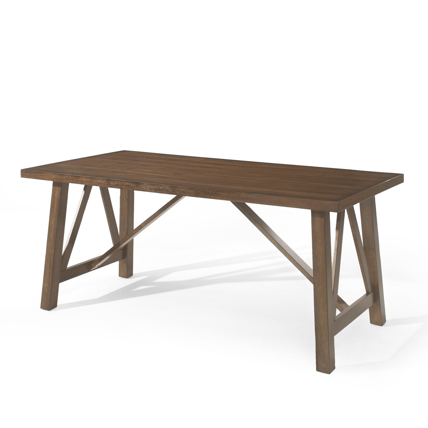 Rustic Farmhouse Dining Table Solid Wood MDF Antique Brown