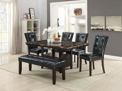 Set of 2 Parson Dining Chairs, Faux Leather, Tufted Back, Birch Wood & MDF, 19 x 24 x 39 in, Black