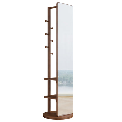Walnut Full-Length Solid Wood Mirror with Hanger - 65.7"x17.7" - Elegant Space-Saving Design for Bedroom/Living Room