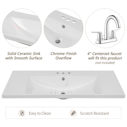 36-Inch Grey Bathroom Vanity Set with Ceramic Sink and Storage Drawers