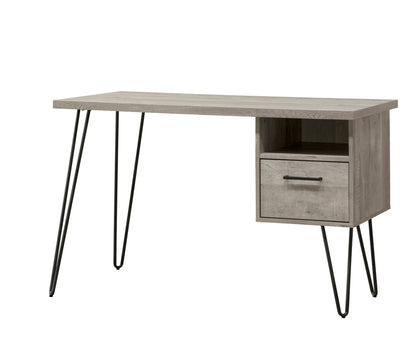 Modern Grey Oak Writing Desk with Storage Solutions