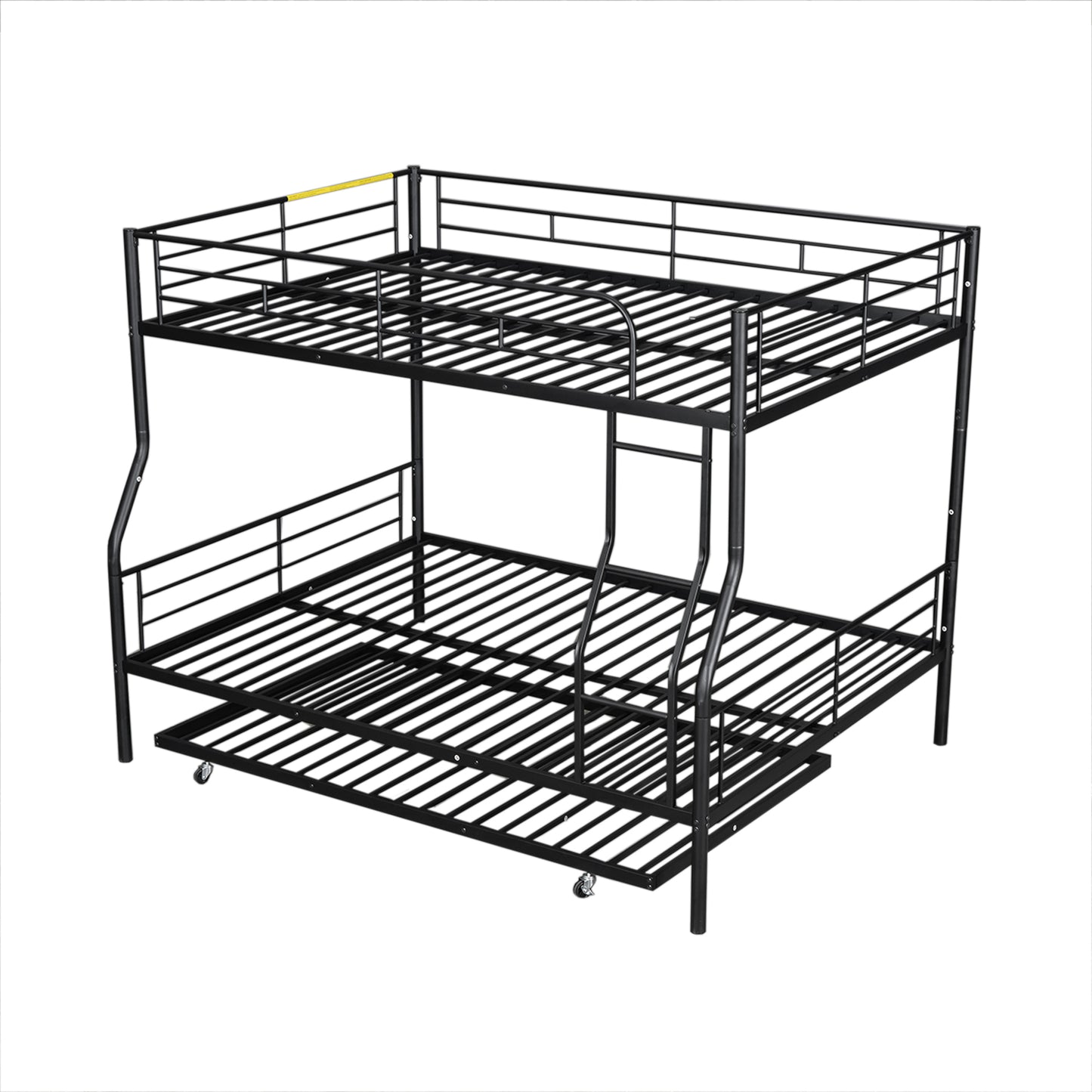 Stylish Black Full XL Over Queen Metal Bunk Bed with Trundle for Optimal Space Utilization