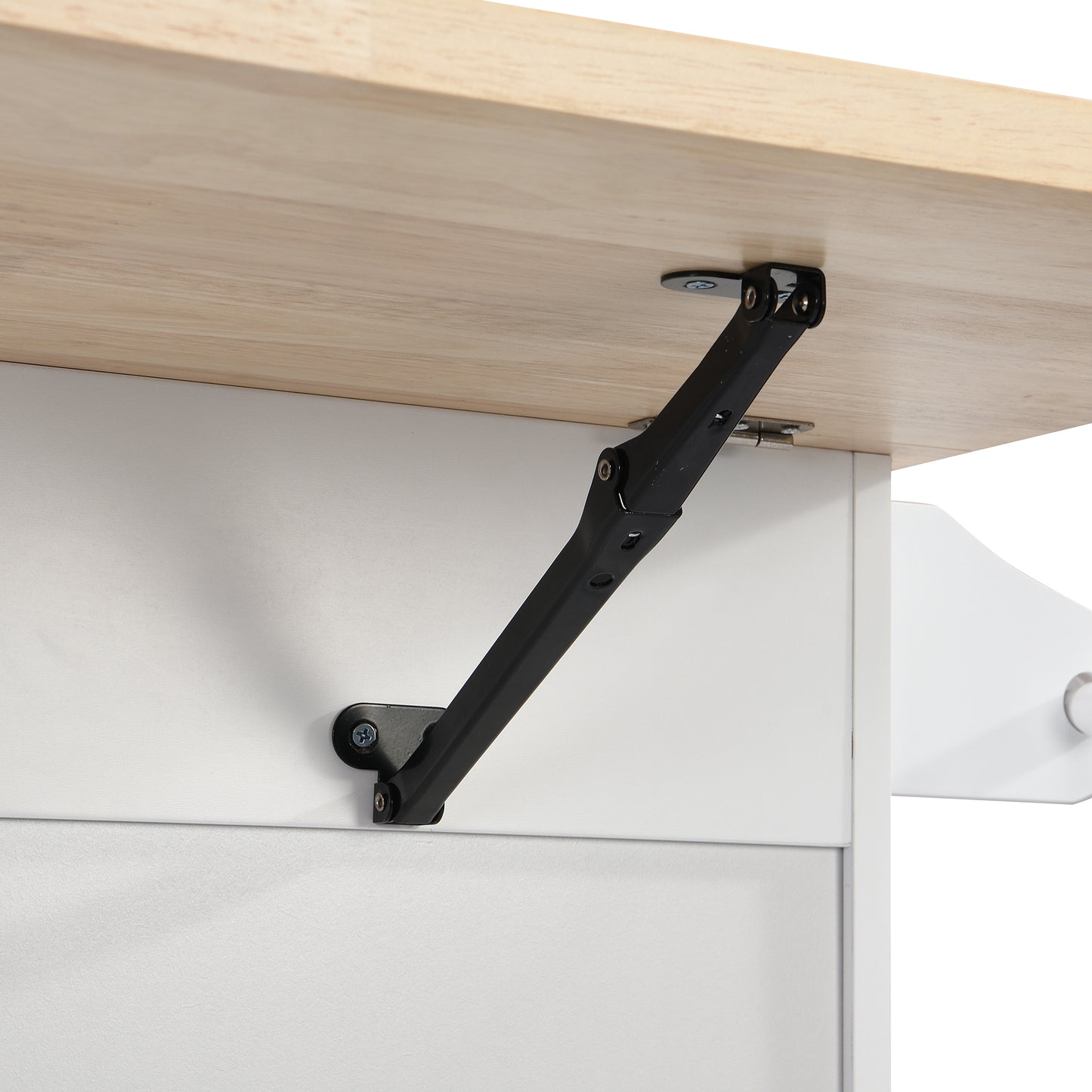 Rustic White Farmhouse Kitchen Island Set with Drop Leaf, 2 Stools, and Ample Storage