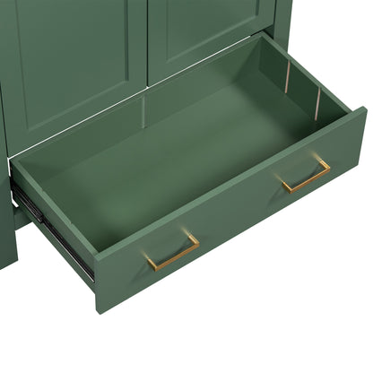 30" Elegant Green Bathroom Storage Vanity with Integrated Undermount Sink and Soft-Close Features