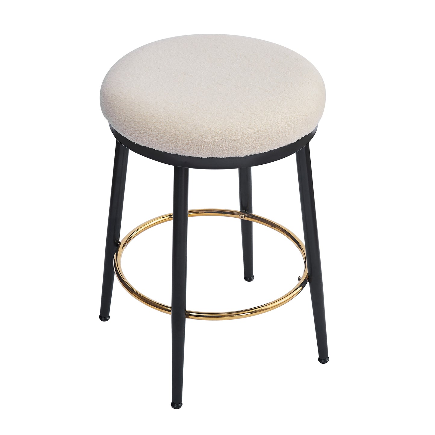 24.75'' Modern Counter Stools Set of 4,White Counter Stools with iron Frame,Sponge cushion,Footrest,suitable for Kitchen/Bedroom/Dining Room.