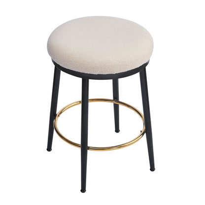 24.75'' Modern Counter Stools Set of 4,White Counter Stools with iron Frame,Sponge cushion,Footrest,suitable for Kitchen/Bedroom/Dining Room.