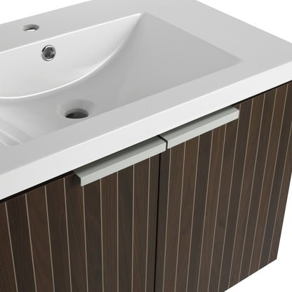30-Inch Wall-Mounted Modern Bathroom Vanity with Eco-Friendly Resin Sink and Soft-Close Doors