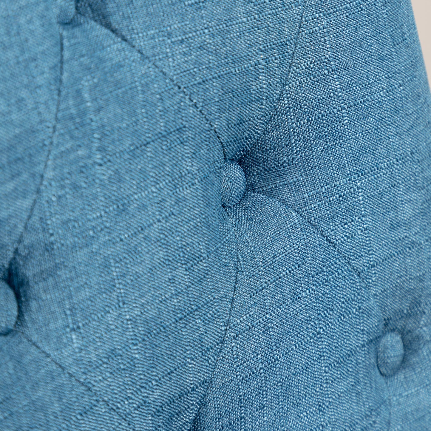 Five Piece Cross Buck Round Table With Tufted Chairs Blue