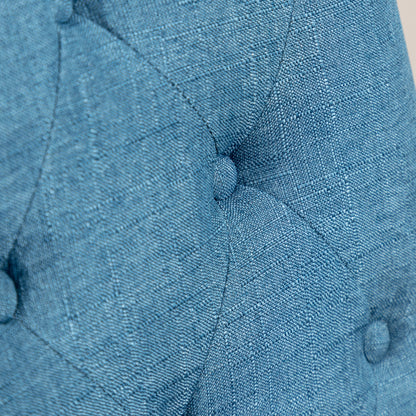 Five Piece Cross Buck Round Table With Tufted Chairs Blue