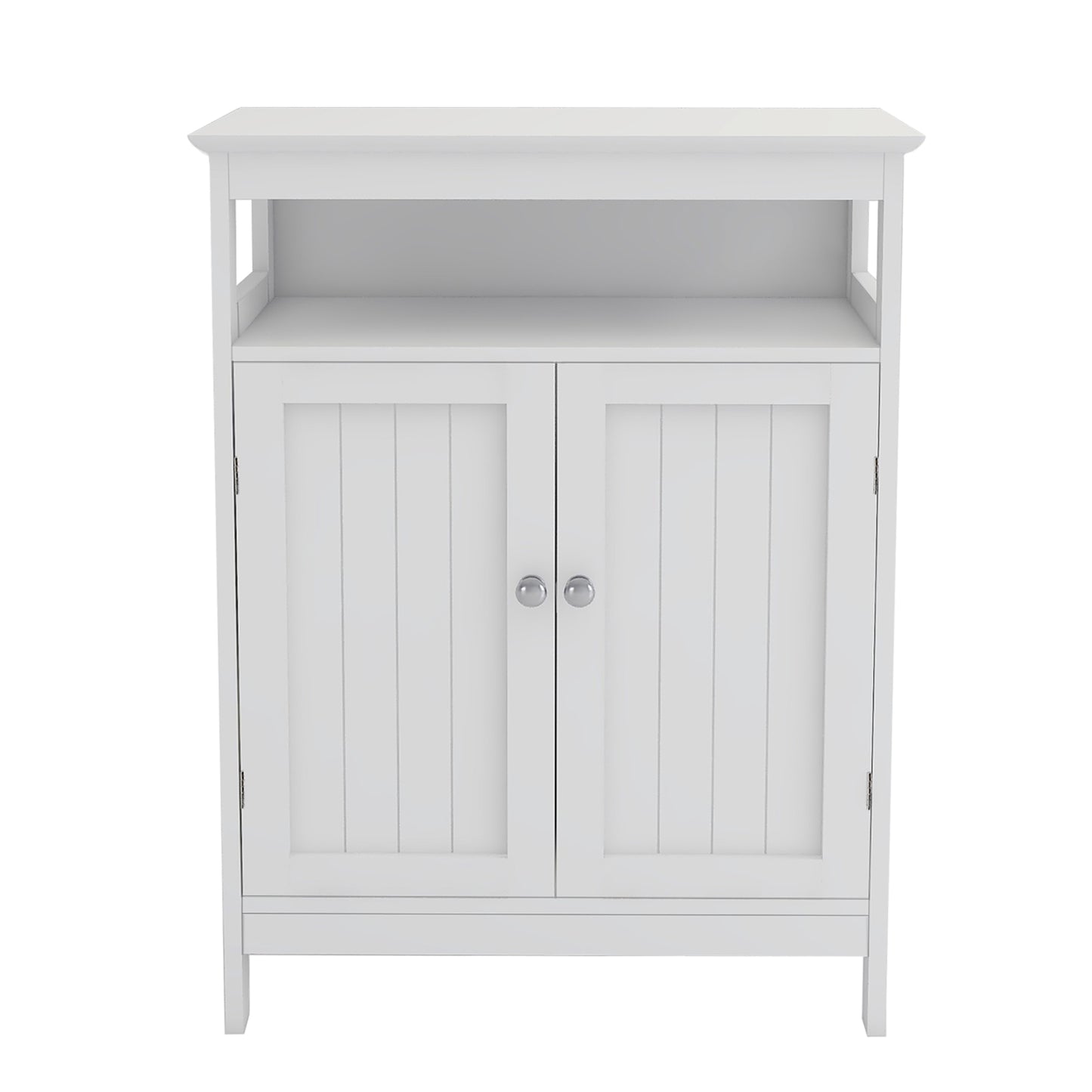 Elegant White Bathroom Storage Cabinet with Double Shutter Doors