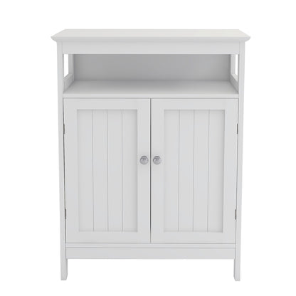 Elegant White Bathroom Storage Cabinet with Double Shutter Doors
