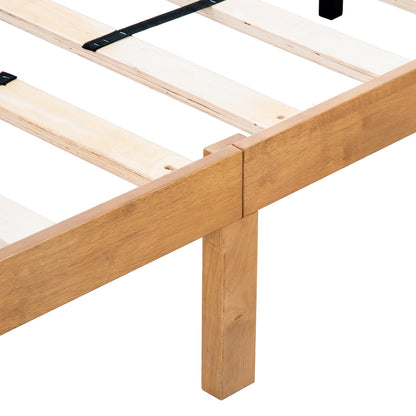 Elegant Queen Size Wooden Platform Bed Frame with Strong Slat Support - No Box Spring Required, Easy Assembly