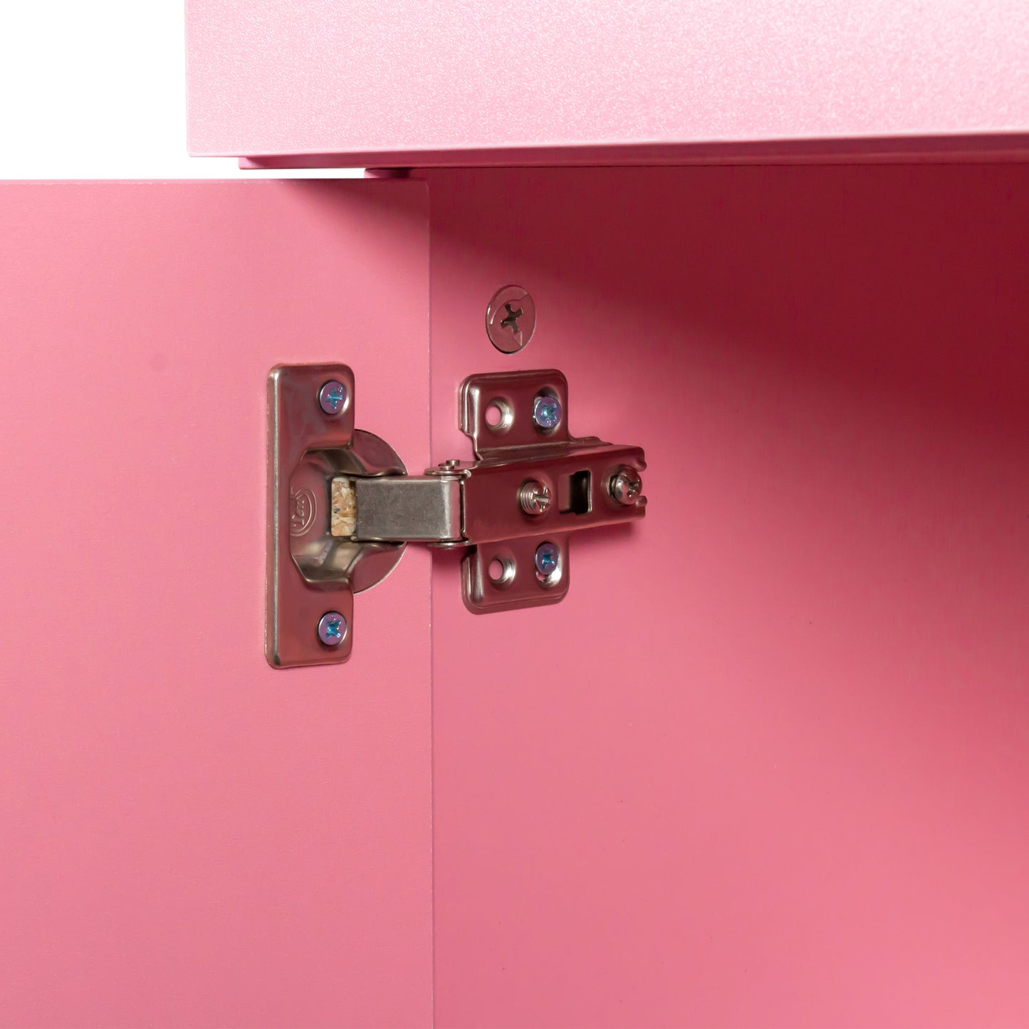 Modern Vanity Desk with Multi-Layer Hair Styling Storage, Compact Makeup Table for Bedroom or Dorm, pink