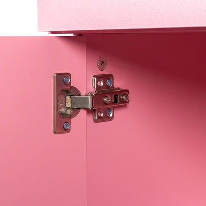 Modern Vanity Desk with Multi-Layer Hair Styling Storage, Compact Makeup Table for Bedroom or Dorm, pink