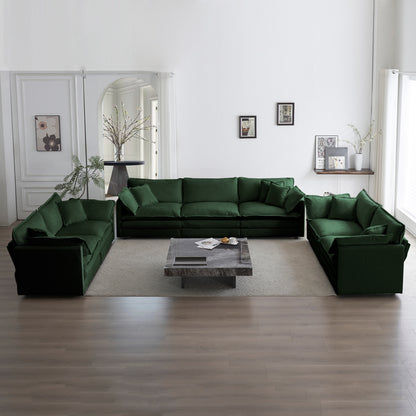 Modular 3-Piece Sofa Set: 2x2-Seater and 3-Seater, Deep-Seat, Chenille Upholstery, Easy Assembly, Green