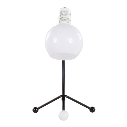 Adjustable Task Lamp with Metal Frame and Round Shade, Bulb Not Included, Indoor Use, Black and White