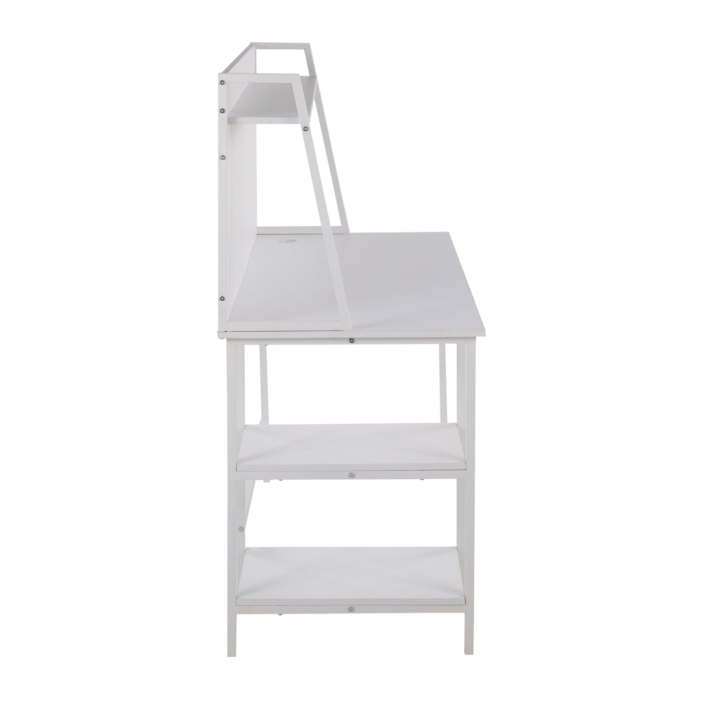 LumiSource Geo Shelf Modern Office Desk in White Wood and Steel