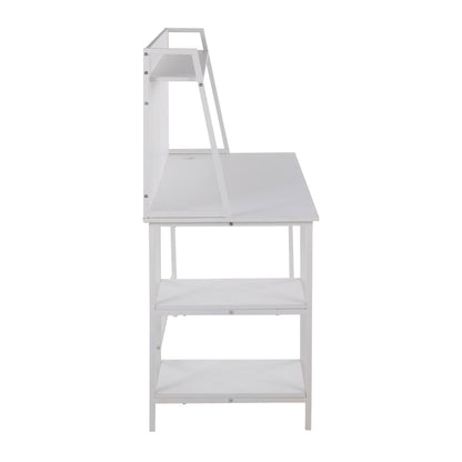 LumiSource Geo Shelf Modern Office Desk in White Wood and Steel