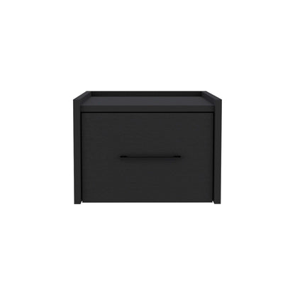 Boa Floating Nightstand , End Table, Side Table Wall-Mounted Single Drawer Design with Handle- Black - Bedroom