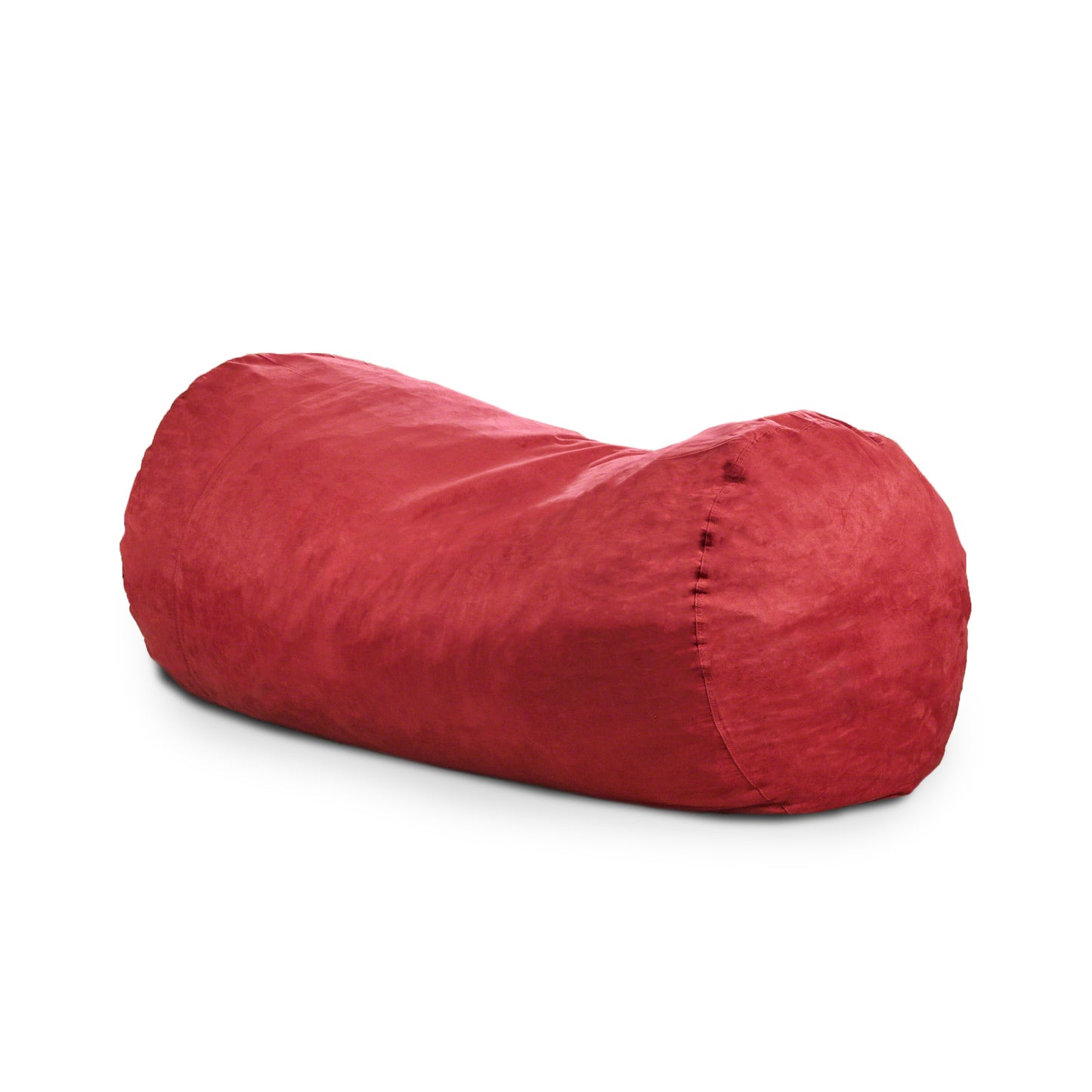 8-Foot Cylindrical Foam-Filled Bean Bag Sofa for Living Room, Microfiber Removable Cover, Large Red