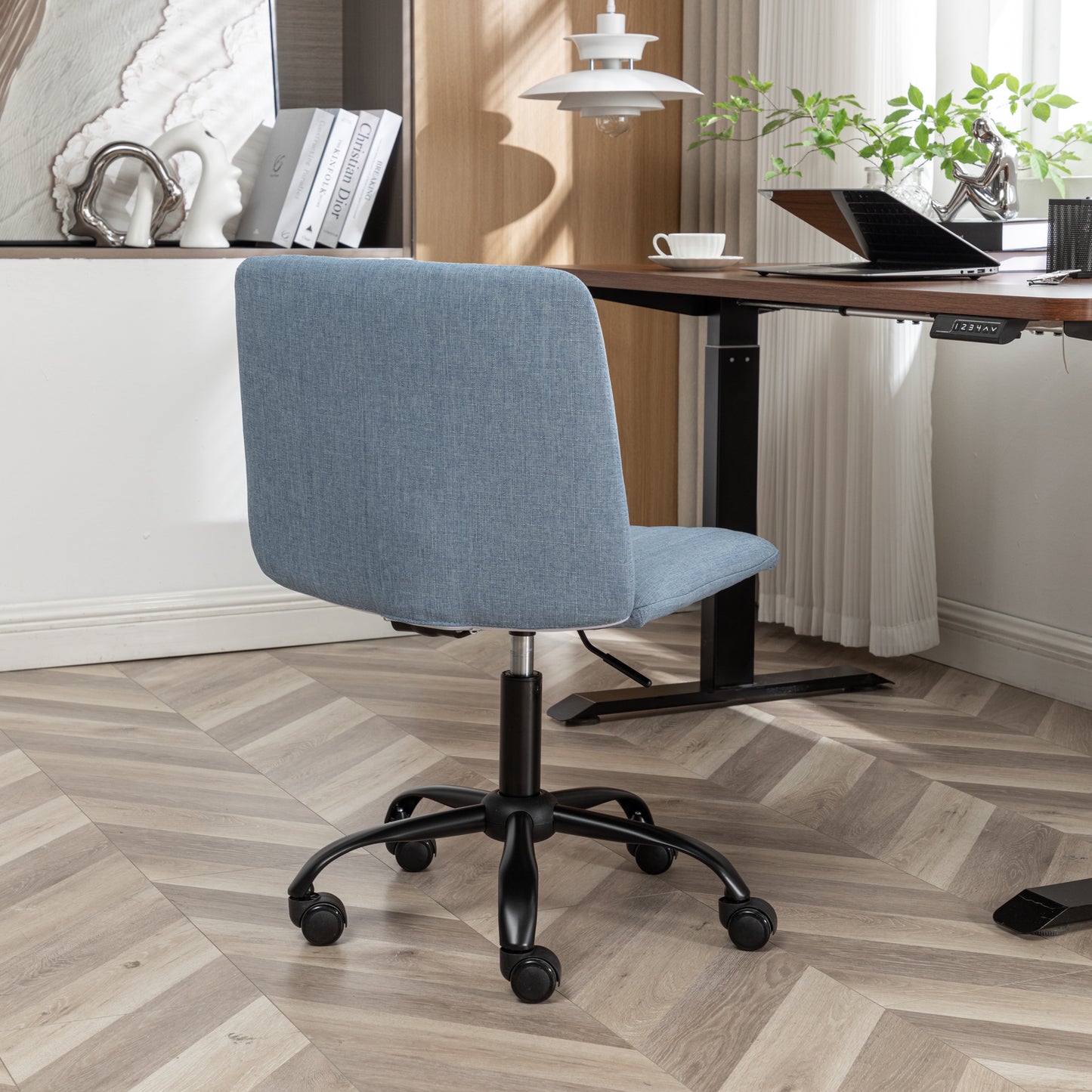 Contemporary Blue Masar Fabric Swivel Office Chair