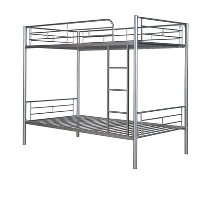 Contemporary Silver Twin Over Twin Metal Bunk Bed