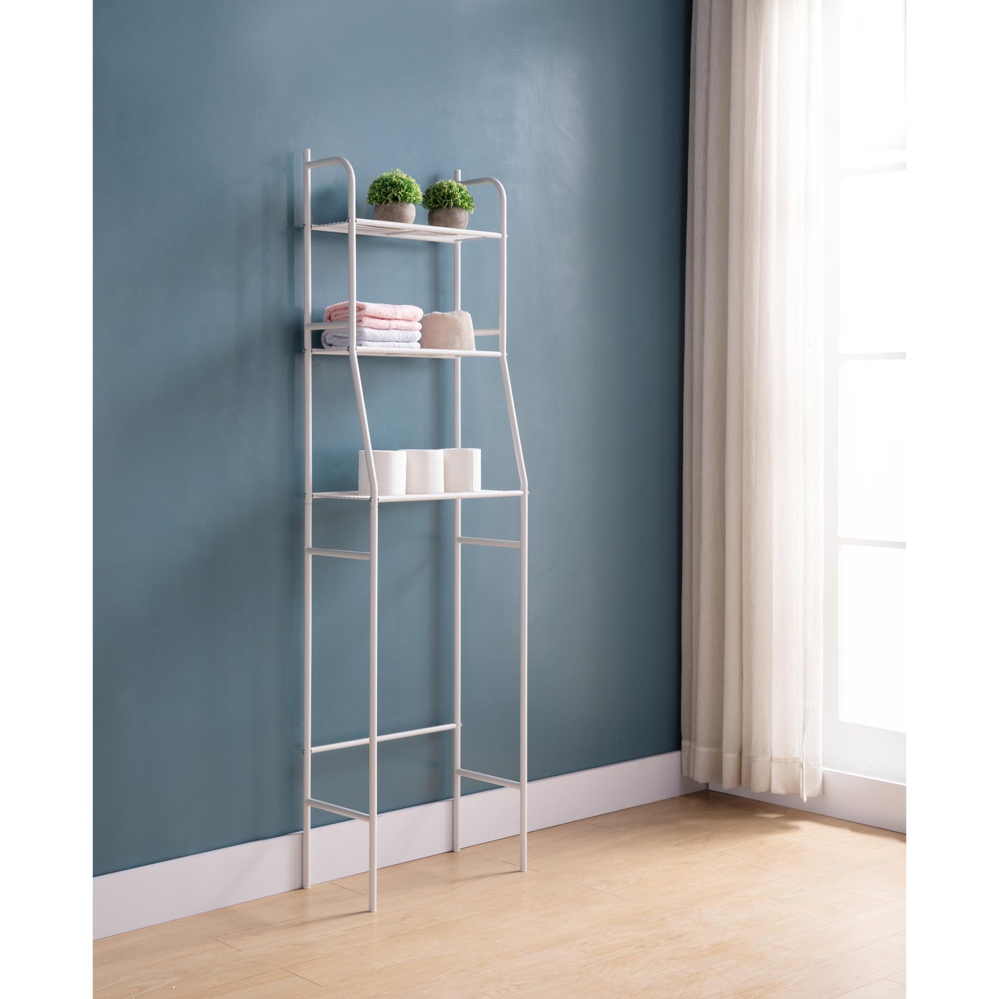 Elegant Three-Tier Bathroom Storage Rack - White