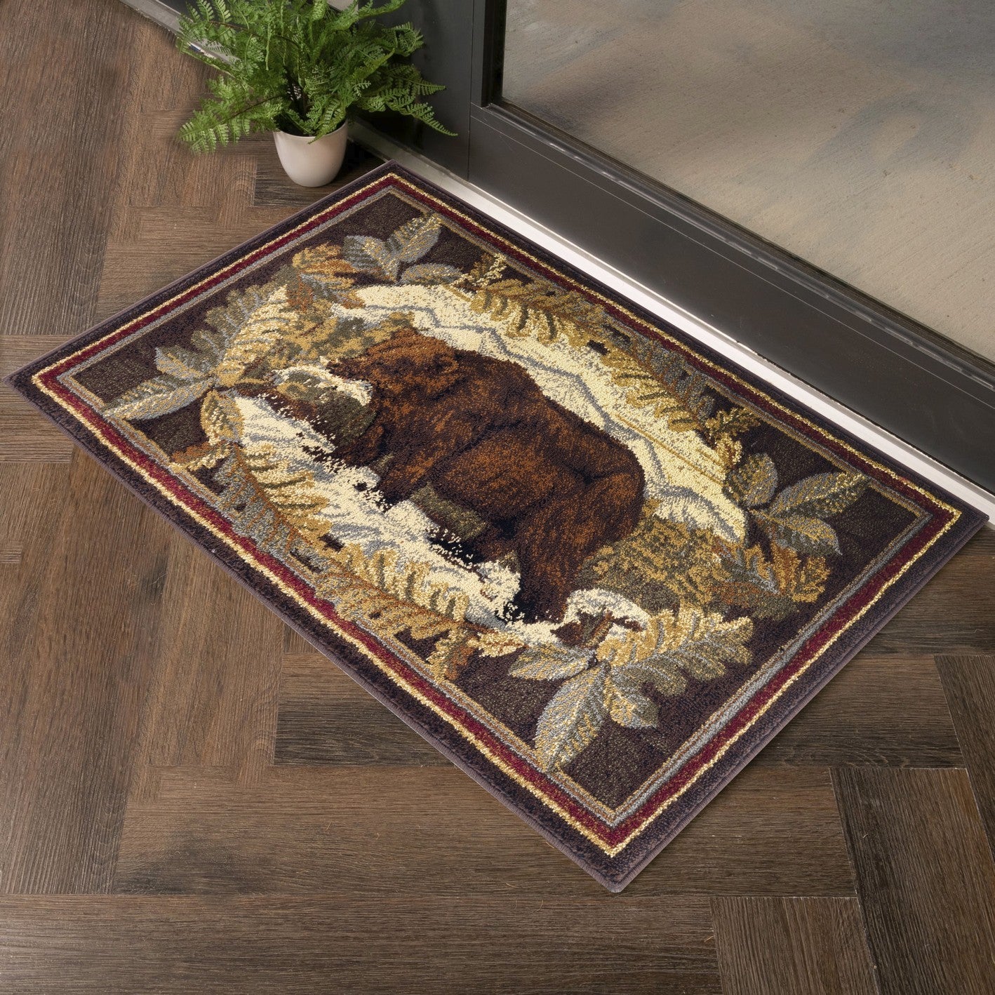 7 ft 10 in x 10 ft 3 in Lodge Area Rug - Polypropylene, Jute Backing, Stain-Resistant & Durable - Brown