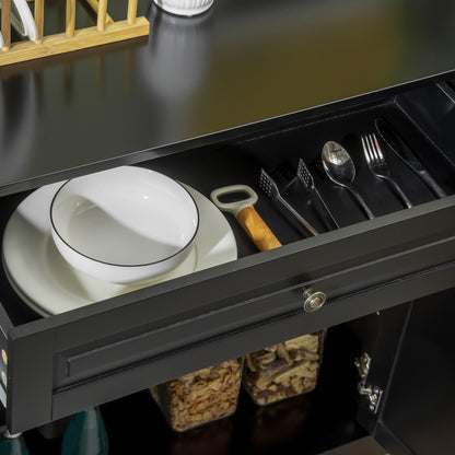 HOMCOM Sideboard Buffet Cabinet, Modern Kitchen Cabinet with 2 Drawers and Adjustable Shelves, Coffee Bar Cabinet, Black