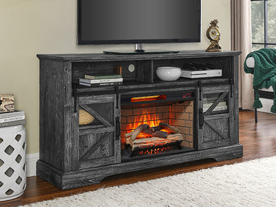 60-Inch Electric Fireplace TV Stand with 1500W Heater, Fits 70-Inch TV, Door Sensor, Dark Rustic Oak