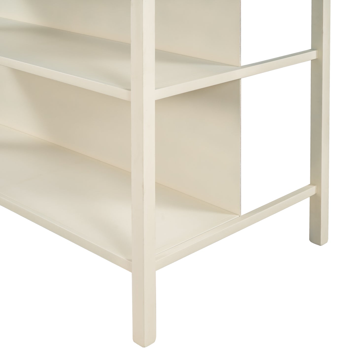 Rustic 45" Rubberwood Kitchen Island with Dual Open Shelves - Walnut & Cream White Finish