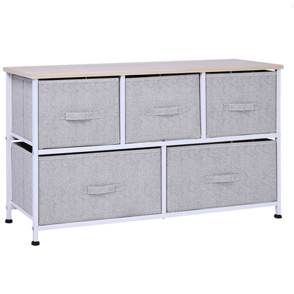 5-Drawer Fabric Storage Tower - 40" Horizontal Dresser Unit for Bedroom & Living Room Organization