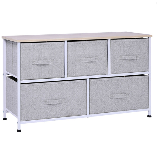 5-Drawer Fabric Storage Tower - 40" Horizontal Dresser Unit for Bedroom & Living Room Organization
