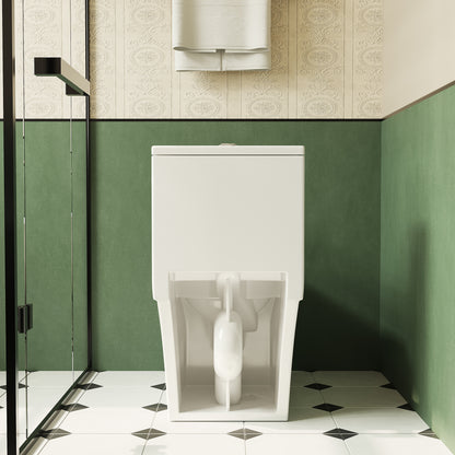 Comfort Height Elongated One-Piece Toilet with Dual-Flush System, CUPC & WaterSense Certified, White Ceramic, Soft Close Seat T039WT