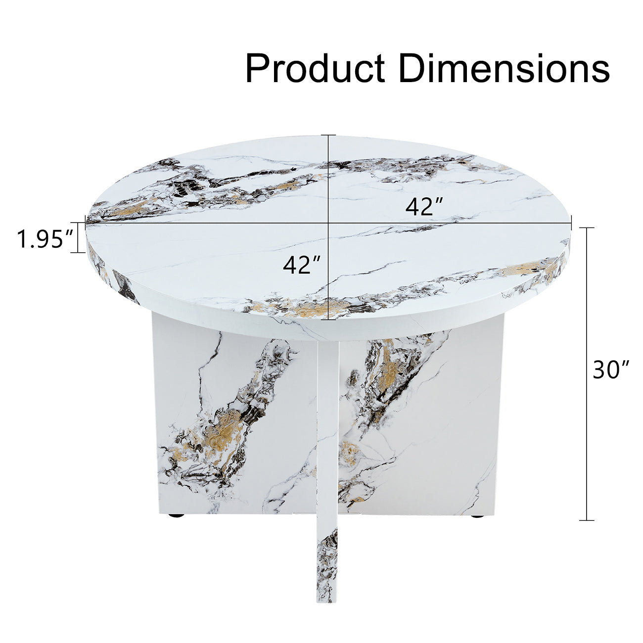 Round Dining Table 42Inch For Four To Six Modern MDF White