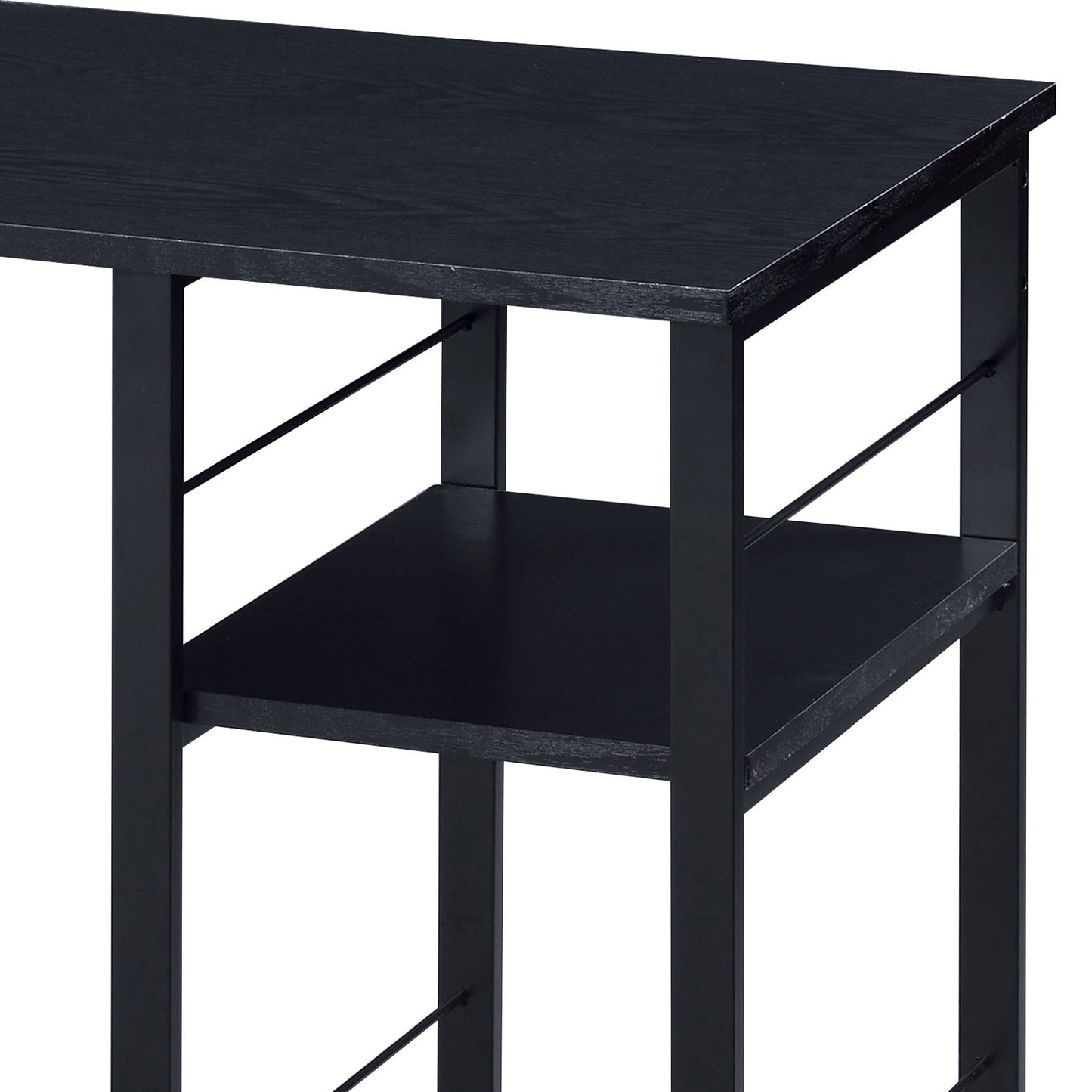Modern Black Industrial 2-Shelf Writing Desk