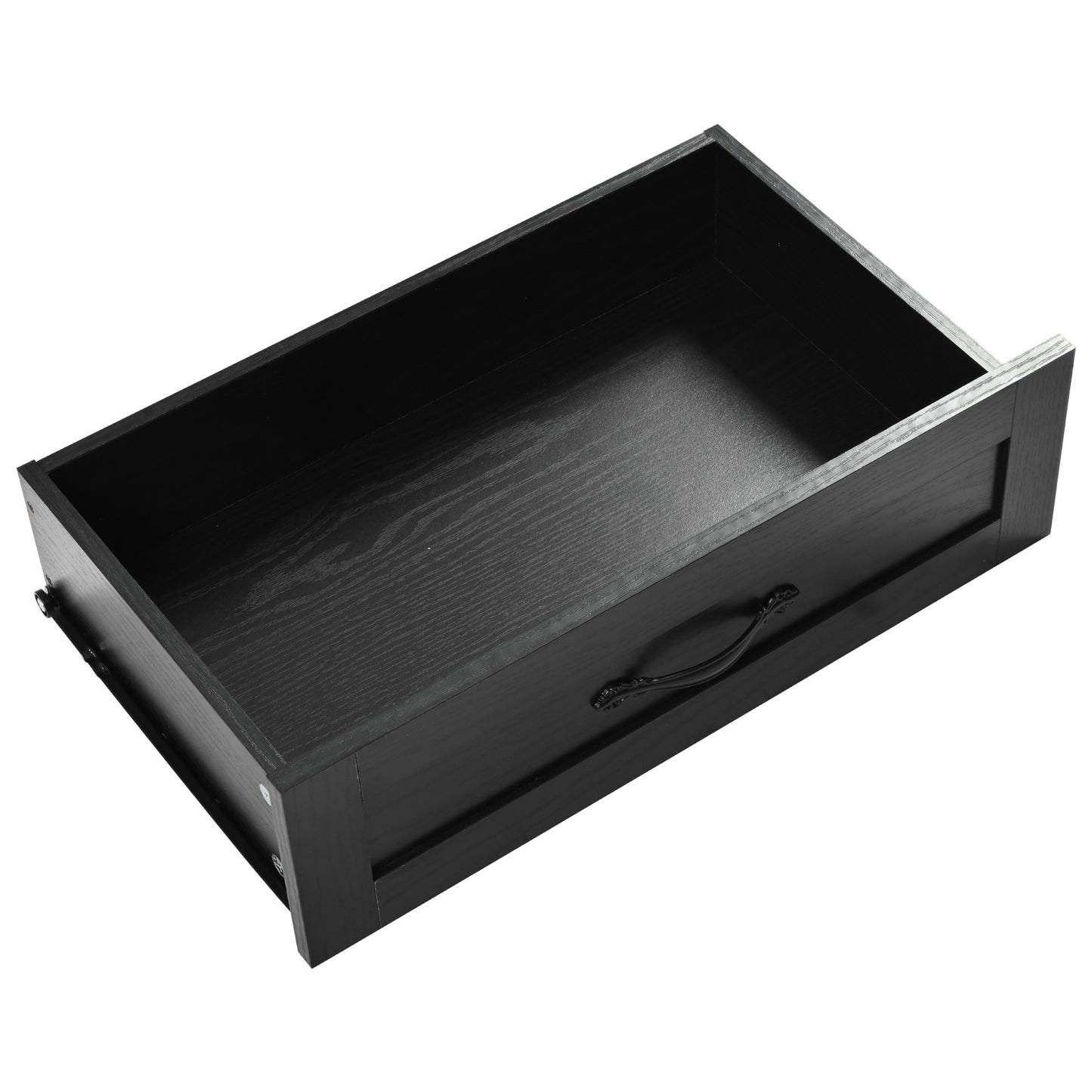 Rolling Farmhouse Kitchen Island with Power Outlet, Drop Leaf Design, Ample Storage, and Spice Rack - Black