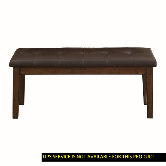 46-Inch Transitional Dining Bench with Button-Tufted Upholstery Wood-Frame Bench Light Rustic Brown Finish
