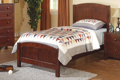 Dark Oak Twin Bed with Unique Headboard for Youth Bedroom