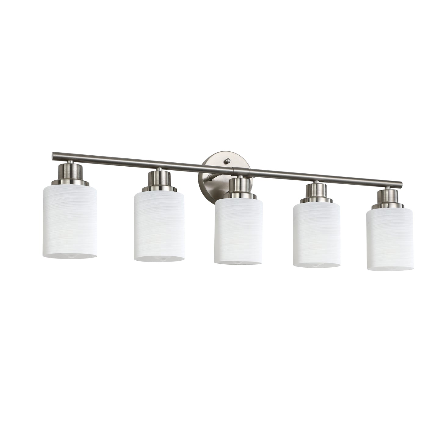 5-Light Vanity Sconce with Frosted Glass Shades for Bathroom or Hallway Lighting, Brushed Nickel