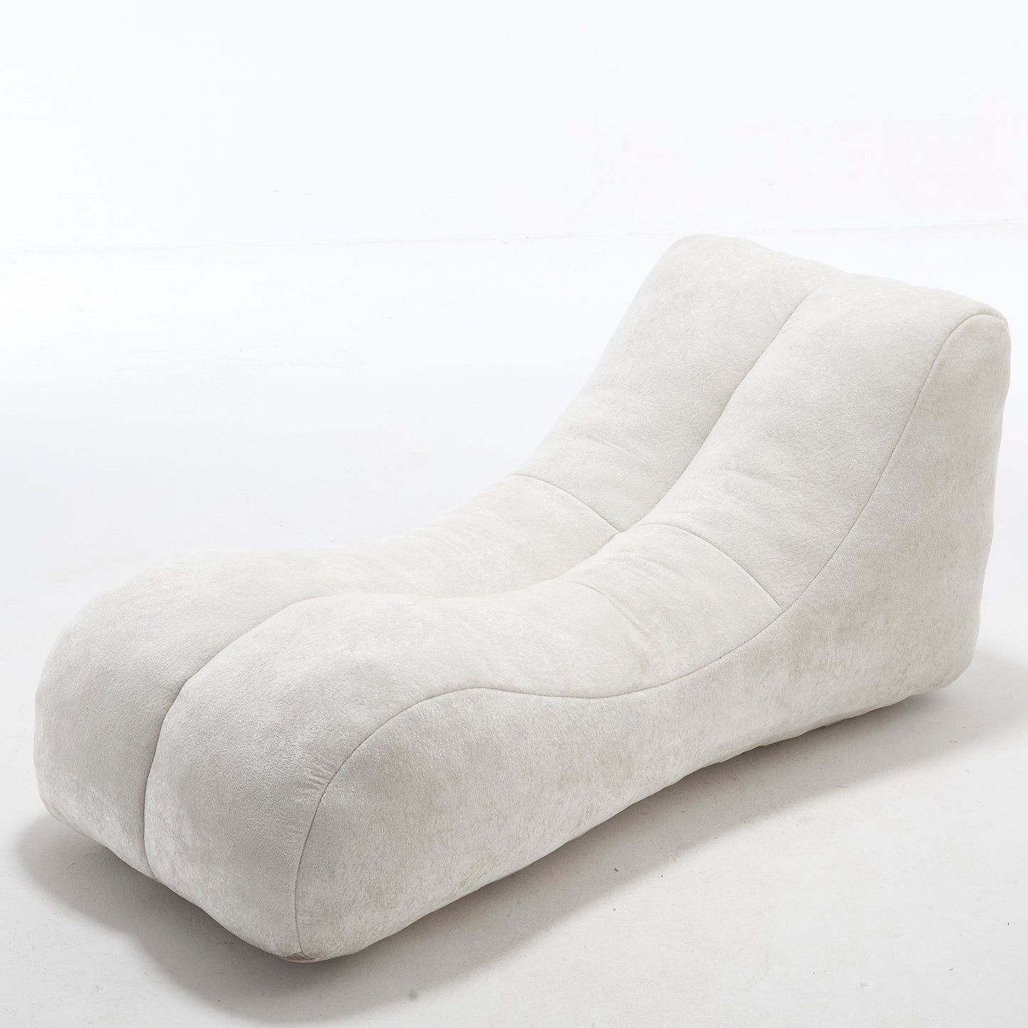 Adult Bean Bag Sofa Chair, 59 x 30 x 23.6 in, Foam Cushioned Seat, Polyester Fiber Filling, Indoor White