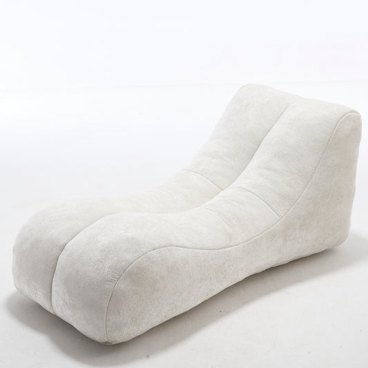 Adult Bean Bag Sofa Chair, 59 x 30 x 23.6 in, Foam Cushioned Seat, Polyester Fiber Filling, Indoor White