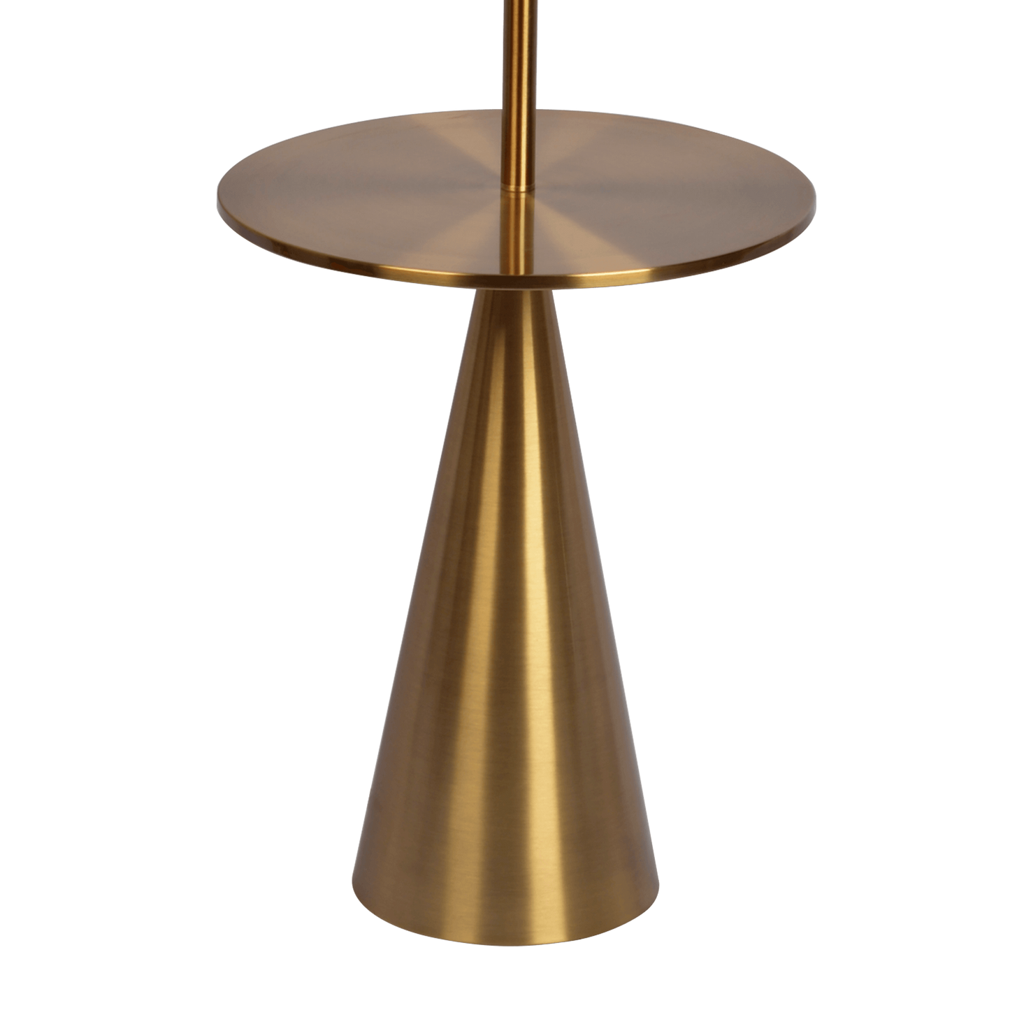 Modern Floor Lamp with Built-In Side Table and Linen Shade, 70-Inch Tall, Great for Living Room, Brass